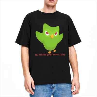 Men Women Shirts Duolingo Owl Duo Stuff Leisure Cotton Short Sleeve T Shirts Rou