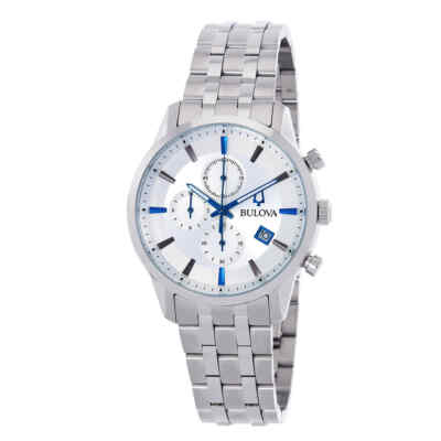 Мужские часы с хронографом Bulova Sutton с кварцевым серебряным циферблатом 96B404