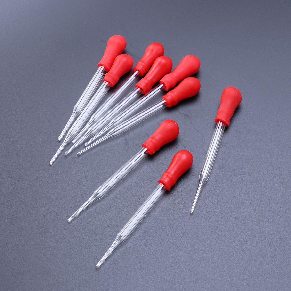10pcs Glass Pipette Pipet Medicine Laboratory Dropper Red Rubber Head
