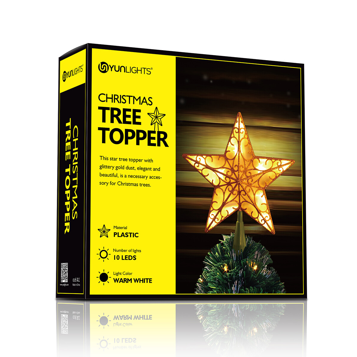 Christmas Festival Star Treetop Tree Topper Light Xmas Party RGB Glitter Light