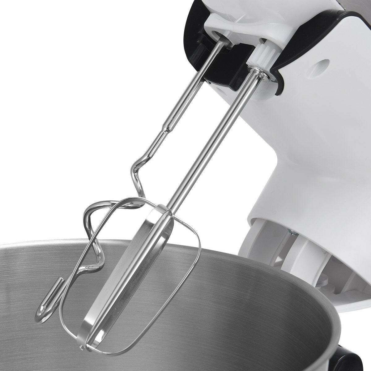Electric Food Stand Mixer Stainless Steel Bowl White New with Dough Hook Beaters