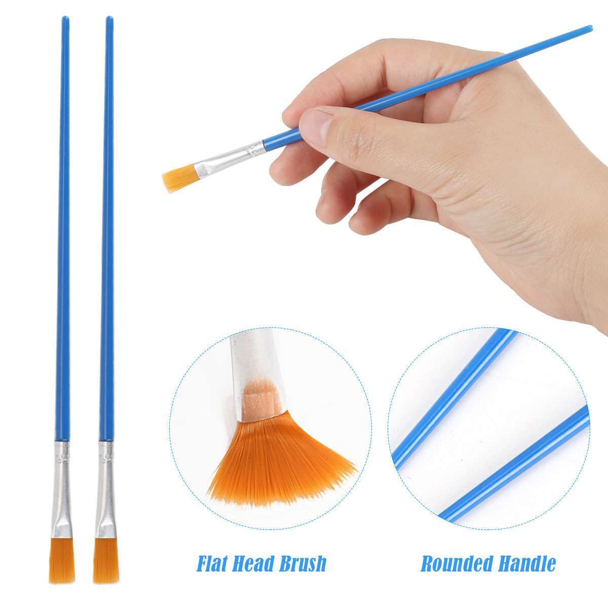 100pcs Artist Paint Flat Brushes Set Acrylic Oil Watercolor Painting Art Craft