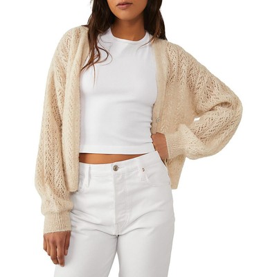 Free People Женский бежевый кардиган-свитер из смеси альпаки, топ XS BHFO 9610