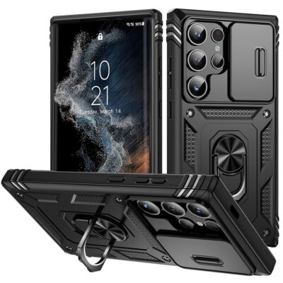 For Samsung Galaxy S22/S22+/S22 Ultra Shockproof Slim Hard Ring Stand Case Cover