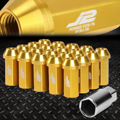 J2 ENGINEERING 7075 АЛЮМИНИЙ M12X1.5 20ШТ 50 ММ ЗАКРУГЛЕННАЯ ГАЙКА + ПЕРЕХОДНИК ЗОЛОТОЙ