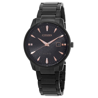 Pre-owned Citizen Pair Eco-drive Black Dial Men's Watch Bm7595-89e