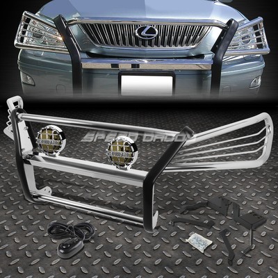 ХРОМИРОВАННАЯ РЕШЕТКА РАДИАТОРА + КРУГЛАЯ ДЫМЧАТАЯ ПРОТИВОТУМАННАЯ ФАРА ДЛЯ 03-09 LEXUS RX330/350/400H