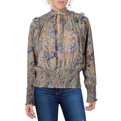 

Женская шифоновая блузка с завязками и принтом Elan BHFO 6617, Blue tapestry