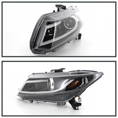 Black Fits 2012-2015 Honda Civic 2Dr/4Dr LED Bar Projector Headlights Head Lamps