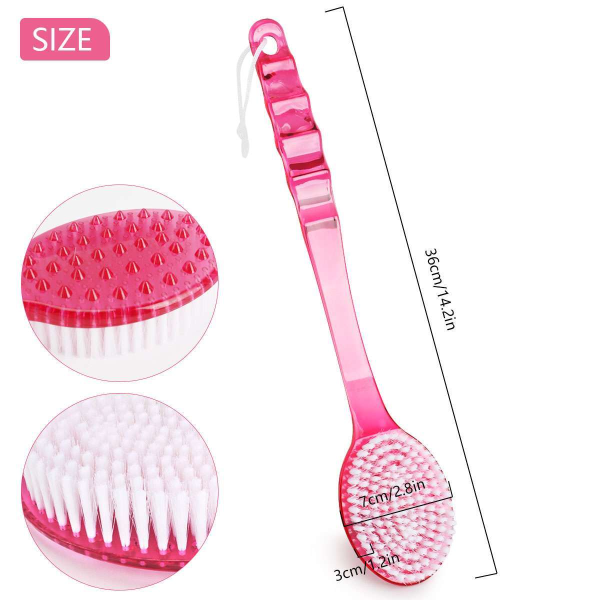 Long Handle Shower Brush - Self Back Scrubber Body Exfoliator for Bath Brushes