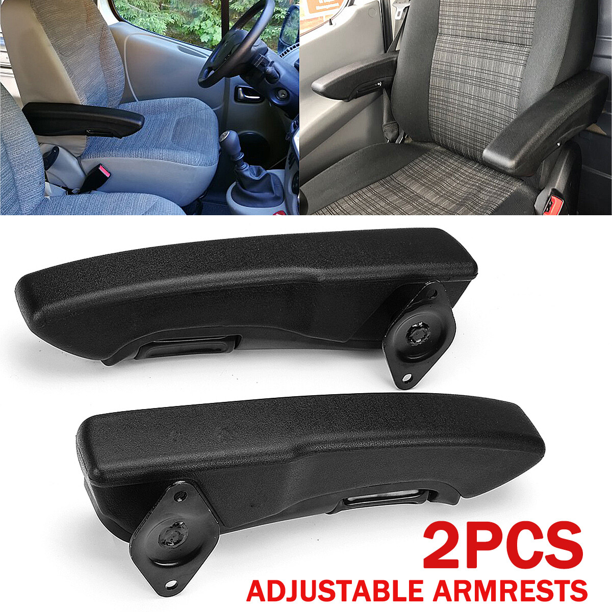 Universal Truck Seat Armrest Pair Kit Adjustable Arm Rest for Car RV Boat Van