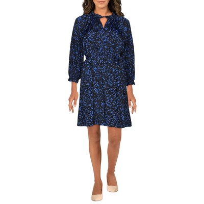 

Женское черное мини-коктейльное платье Aqua с цветочным принтом  BHFO 6276, Black/blue