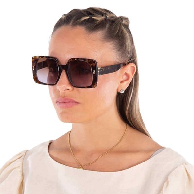 Pre-owned Fendi Brown Gradient Square Ladies Sunglasses Fe40036u 55f 53 Fe40036u 55f 53
