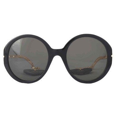Pre-owned Gucci Grey Round Ladies Sunglasses Gg0726s 005 56 Gg0726s 005 56 In Gray