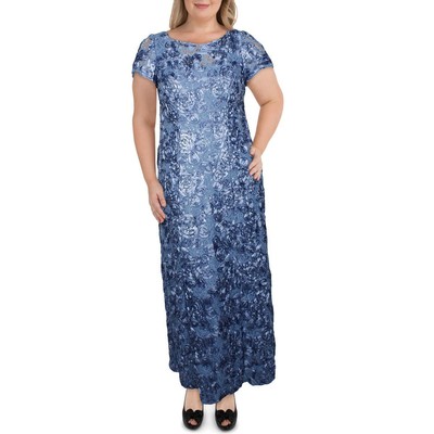 Alex Evenings Женское синее вечернее платье с розеткой и блестками Plus 22W BHFO 9825