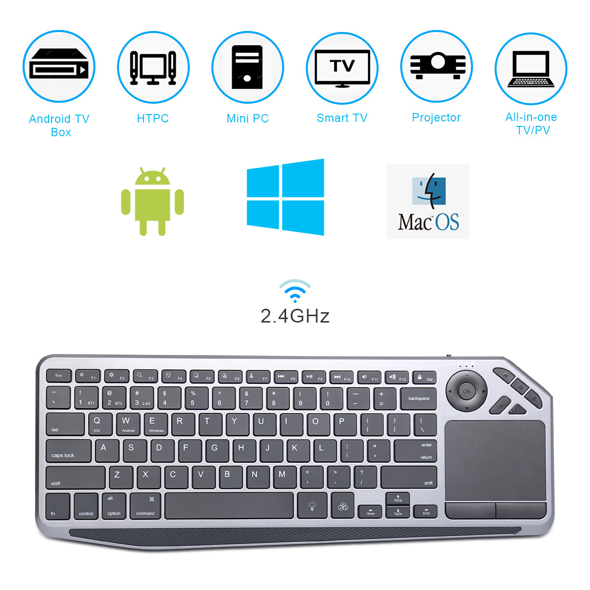 Wireless Keyboard And Mouse Set Waterproof 2.4G For Mac Apple PC Computer