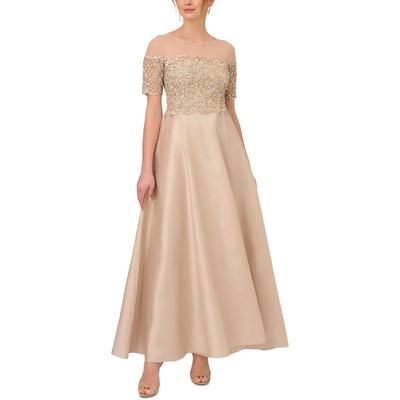 Женское бежевое вечернее платье из тафты с блестками Adrianna Papell 2 BHFO 7801