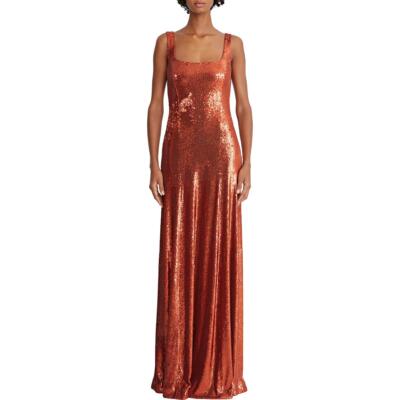 

Оранжевое вечернее платье на майке Halston Victoria с блестками  BHFO 8149, Orangeade