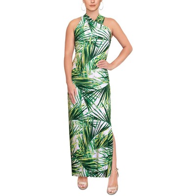 Женское зеленое платье макси на бретелях с цветочным принтом Rachel Rachel Roy XL BHFO 6984