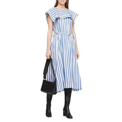 

Женское синее платье миди в полоску с драпированным платком 3.1 Phillip Lim  BHFO 0134, Blue/ivory