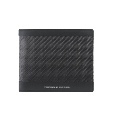 Pre-owned Porsche Design Men Wallet Carbon Fiber  Black Card And Coin Slim Compact Bifold