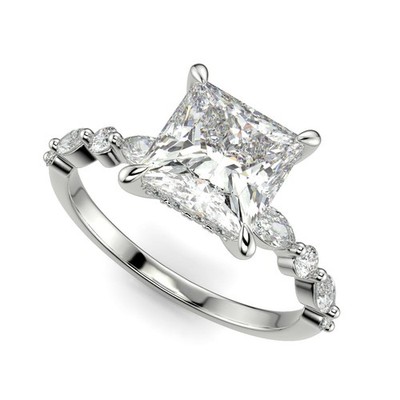2.35 Ct Princess Cut Diamond Engagement Ring SI1 D White Gold 14k