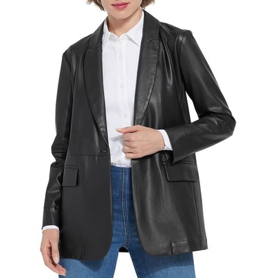 Lysse Womens Black Faux Leather Wear to work One-Button Blazer S BHFO 6756