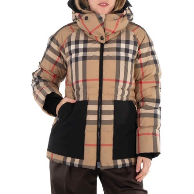 Pre-owned Burberry Recycled Polyester Check Print Puffer Jacket In Multicolor