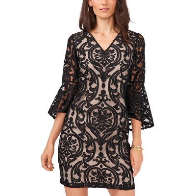 

Женское полуПовседневное платье миди с кружевными рукавами MSK Petites BHFO 2774, Black/nude