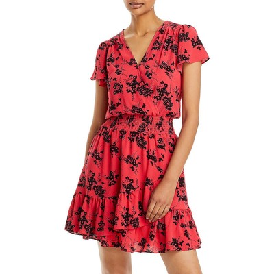 Женское розовое платье MICHAEL Michael Kors с оборками и коротким рукавом-клеш XL BHFO 5312