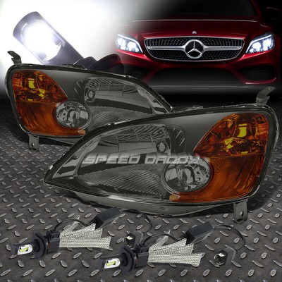 ЗАКОПЧЕННЫЙ КОРПУС ФАРЫ С ЯНТАРНЫМ УГЛОМ НАКЛОНА + БЕЛАЯ СВЕТОДИОДНАЯ СИСТЕМА 6000K ДЛЯ 01-03 CIVIC EM