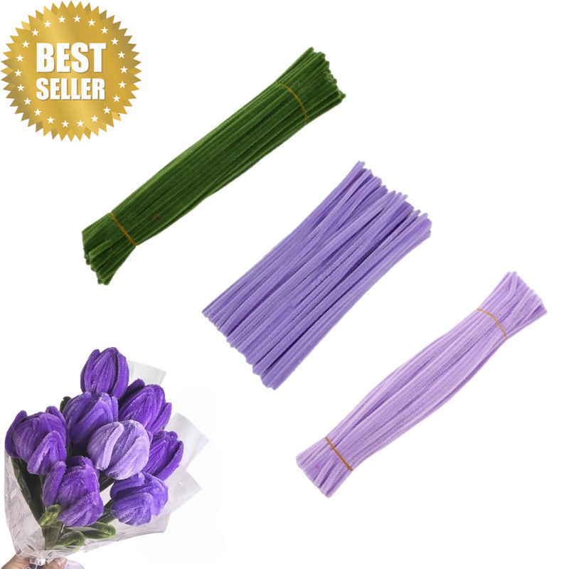 300 Pieces Pipe Cleaners,Tulip Bouquet, for Flower Making and DIY Crafts,Pipe Cl
