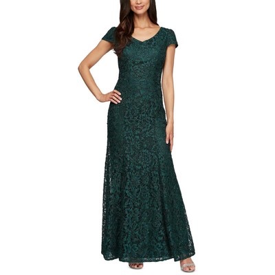 Alex Evenings Женское зеленое вечернее платье макси из блестящего кружева 12 BHFO 6017