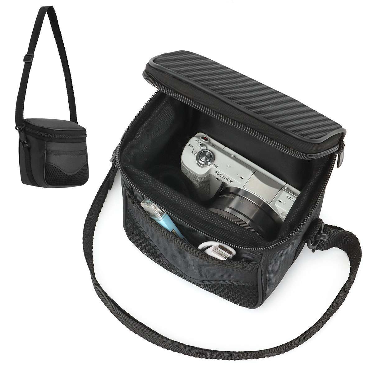 Black Camera Protective Bag Shoulder Pouch Zipper Case For N