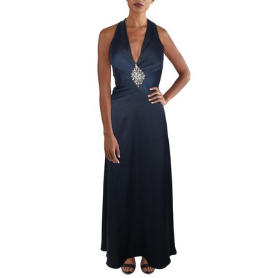 Женское темно-синее макси-плиссированное вечернее платье на бретельках Vince Camuto, 4 BHFO 3303