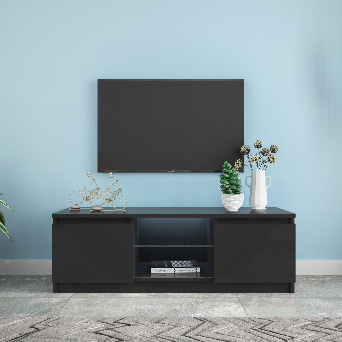 Modern TV Cabinet Wholesale, LED TV Cabinet with Storage Drawers White TV Stand
