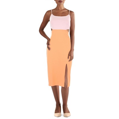 Женское розовое облегающее миди-платье Bebe с вырезом в цветоблок XS BHFO 3342