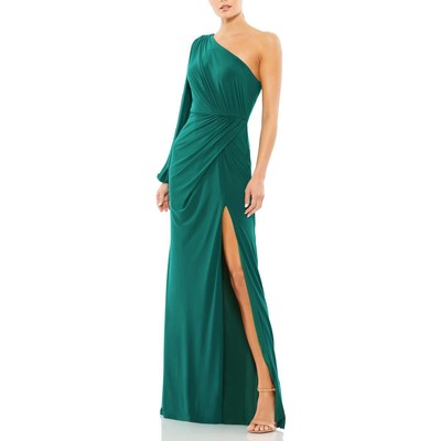 Женское зеленое официальное вечернее платье Mac Duggal на одно плечо 14 BHFO 2926