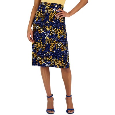 Женская офисная юбка миди длиной до колена с синим принтом Kasper Womens L BHFO 9281