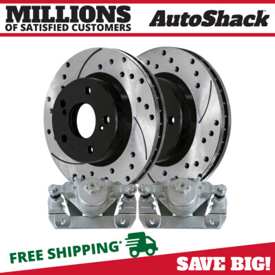Front Brake Calipers Drilled Rotors Black for Honda Accord Acura TL TSX CL 2.4L
