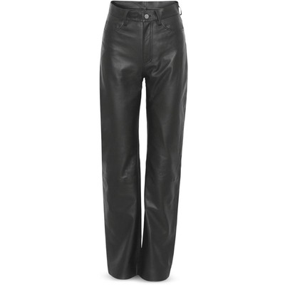Remain Женские брюки Lynn из черной кожи с прямыми штанинами и карманами 4 BHFO 5322