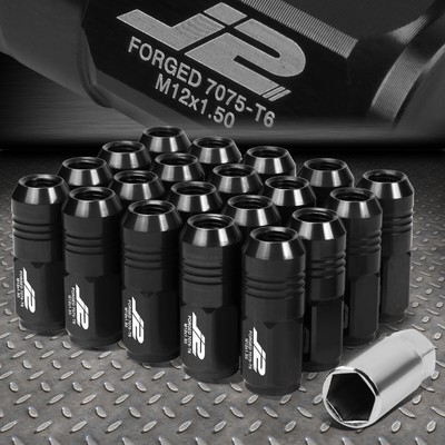 J2 ENGINEERING 7075 АЛЮМИНИЙ M12X1.5 20ШТ 50 ММ ГАЙКА С ЗАКРЫТЫМ НАКОНЕЧНИКОМ + ПЕРЕХОДНИК ЧЕРНЫЙ