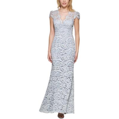 

Женское синее кружевное длинное вечернее платье Eliza J  BHFO 7284, Sky