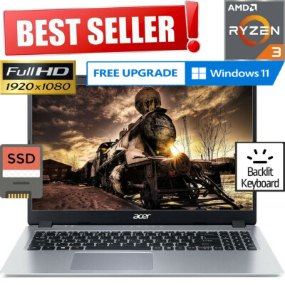 ACER THIN & LIGHT LAPTOP 15.6  1080P Full-HD AMD RYZEN 3.50GHz 4GB Ram 128GB SSD