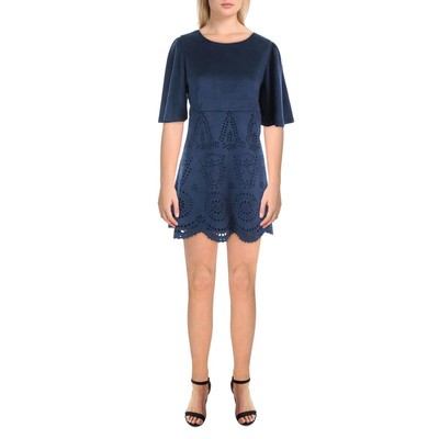 

Женское темно-синее короткое мини-платье из искусственной замши Hazel с зубцами  BHFO 9937, Midnight