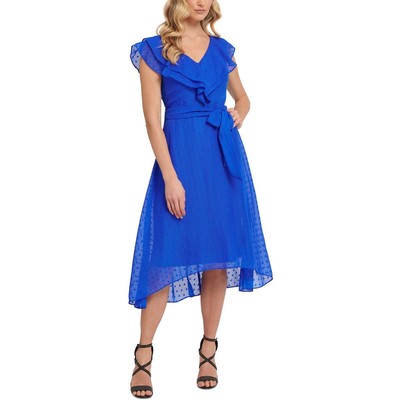 

Женское длинное платье миди с оборками DKNY BHFO 5764, Iris