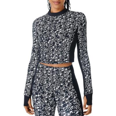 

Женский укороченный топ на молнии с принтом Sweaty Betty для фитнеса и тренировок, спортивный BHFO 8706, Black mini geo build, Power Zip