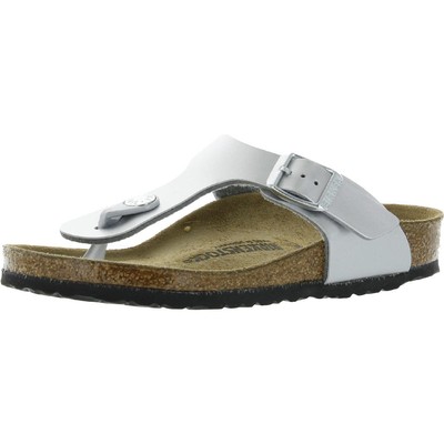

Серебряные сандалии-мюли Birkenstock Girls Gizeh 12, узкие (AA,N), Little Kid 9295, Electric metallic silver, Gizeh