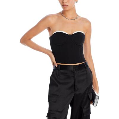Fore Womens Black Boning Contrast Trim Bustier Strapless Top S BHFO 1940