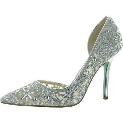 Betsey Johnson Womens Chic Silver Slip-On DOrsay Shoes 8 Medium (B,M) BHFO 1504